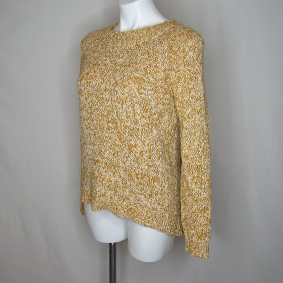 Ann Taylor LOFT Gold White Flecked Hi Low Knit Sweater Women's M Medium - Picture 2 of 8